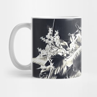 Black and white photography of decorative flower arrangement Mug